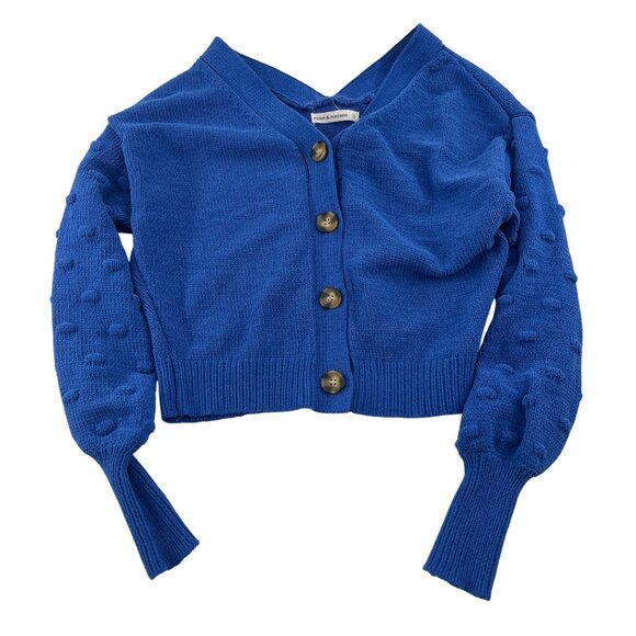 moon & madison Sweaters - Moon & Madison Blue Button-Up Cropped Cardigan Sweater Size Small‎